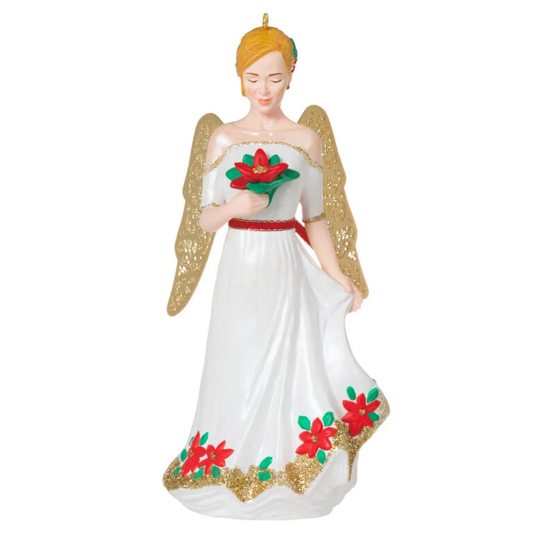 Christmas Angels Good Cheer Ornament Hallmark Christmas Angels Good Cheer Ornament -Hallmark Shop Angel in Red Flowers Dress Keepsake Ornament 2499QXR8267 01