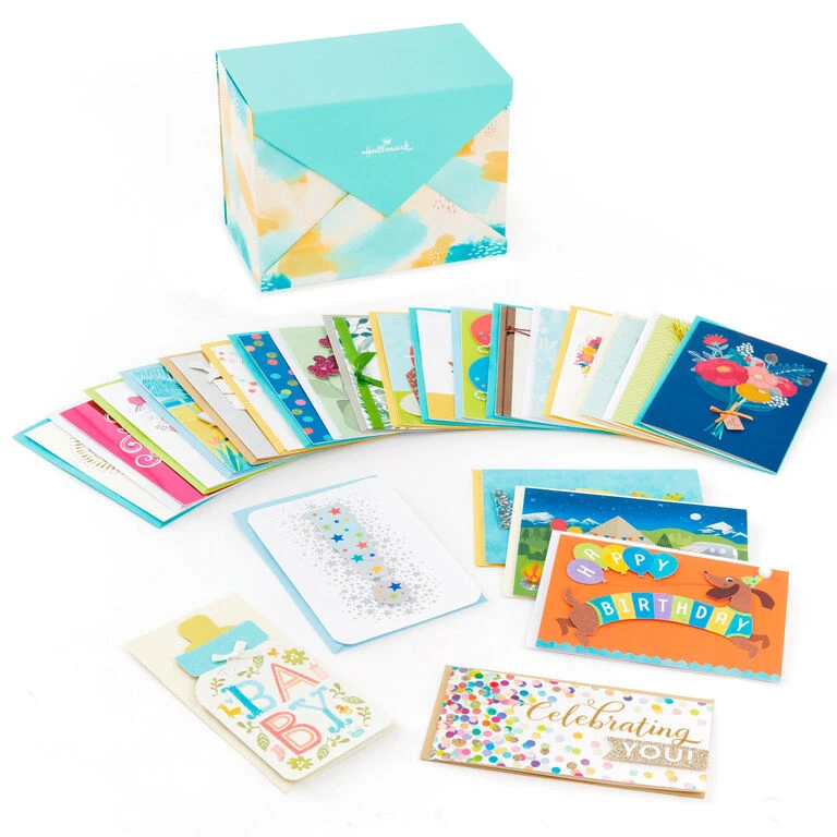 Assorted All-Occasion Greeting Cards in Pastel Watercolor Organizer, Box of 24 Hallmark Assorted All-Occasion Greeting Cards In Pastel Watercolor Organizer, Box Of 24 -Hallmark Shop Assorted Fun AllOccasion Cards in Storage