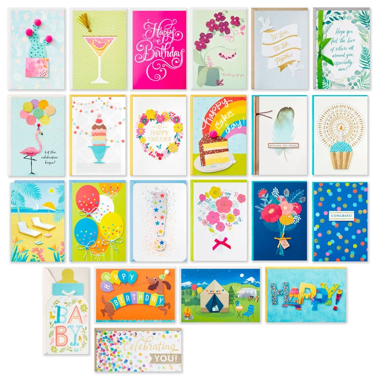 Assorted All-Occasion Greeting Cards in Pastel Watercolor Organizer, Box of 24 Hallmark Assorted All-Occasion Greeting Cards In Pastel Watercolor Organizer, Box Of 24 -Hallmark Shop Assorted Fun AllOccasion Cards in Storage