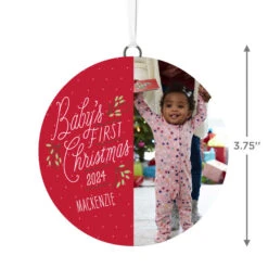 Hallmark Baby's First Christmas Personalized Text And Vertical Photo Ceramic Ornament -Hallmark Shop Babys First Personalized Round Christmas Ornament 1999QHE1711B23 03
