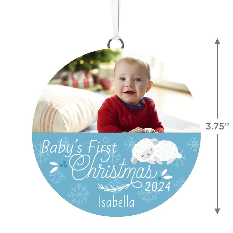 Baby's First Christmas Personalized Text and Horizontal Photo Ceramic Ornament Hallmark Baby's First Christmas Personalized Text And Horizontal Photo Ceramic Ornament -Hallmark Shop Babys First Personalized Round Christmas Ornament 1999QHE1711B24 03
