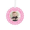 Hallmark Baby’s First Christmas Pink Scalloped Personalized Text And Photo Metal Ornament