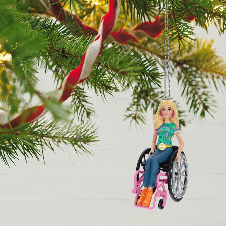 Barbie™ Fashionista With Wheelchair Ornament Hallmark Barbie™ Fashionista With Wheelchair Ornament -Hallmark Shop Barbie in Wheelchair Keepsake Ornament 1999QXI7017 02