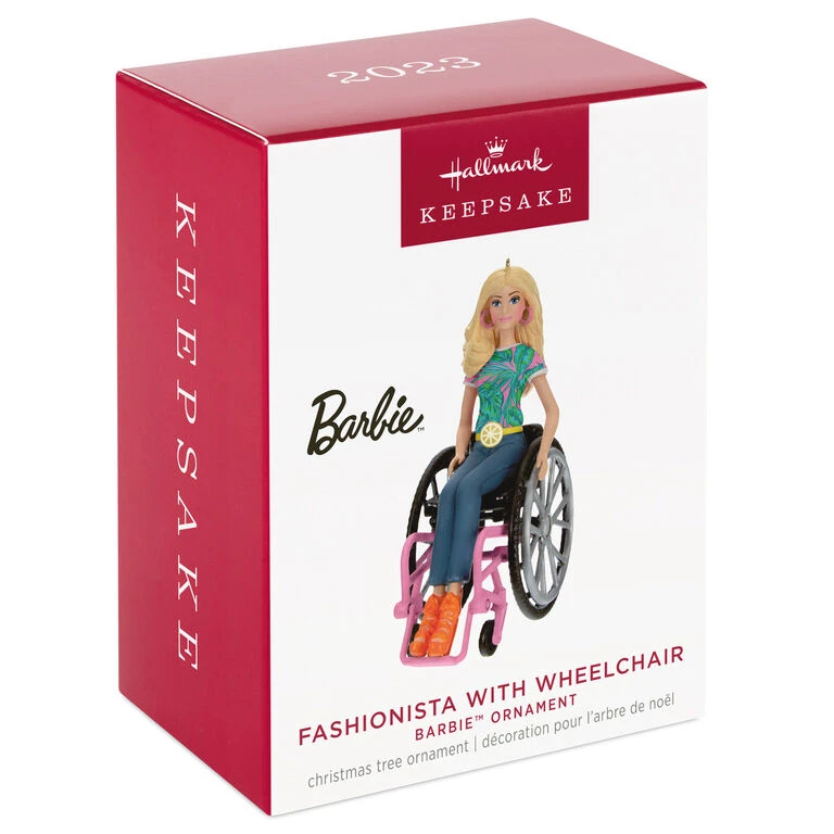Barbie™ Fashionista With Wheelchair Ornament Hallmark Barbie™ Fashionista With Wheelchair Ornament -Hallmark Shop Barbie in Wheelchair Keepsake Ornament 1999QXI7017 04