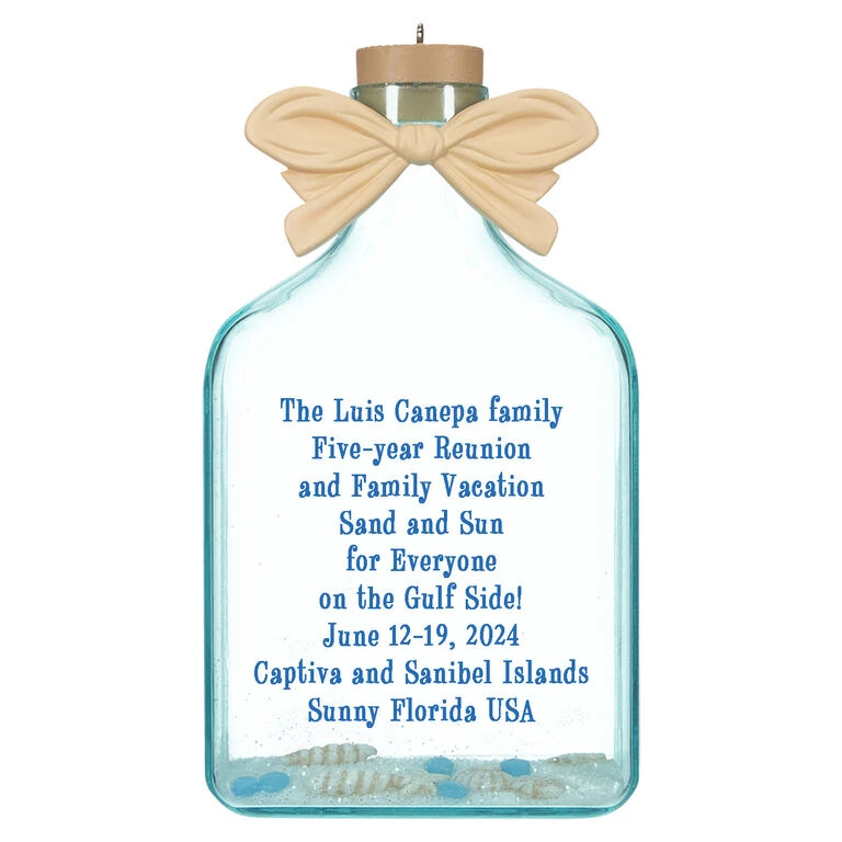 A Day at the Beach Personalized Text Ornament Hallmark A Day At The Beach Personalized Text Ornament -Hallmark Shop Beach Glass Bottle Personalized Christmas Ornament 2499QHE2118B2 01