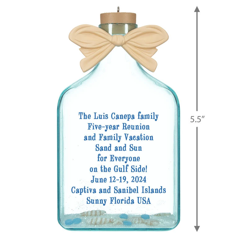 A Day at the Beach Personalized Text Ornament Hallmark A Day At The Beach Personalized Text Ornament -Hallmark Shop Beach Glass Bottle Personalized Christmas Ornament 2499QHE2118B2 03