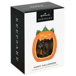 Hallmark Happy Halloween! Ornament -Hallmark Shop Black Cat Pumpkin Diorama Keepsake Ornament 1799QFO5311 04