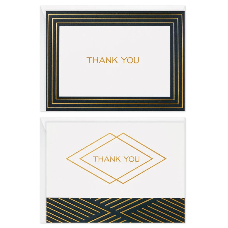Black and Gold Bulk Blank Thank-You Notes, Pack of 50 Hallmark Black And Gold Bulk Blank Thank-You Notes, Pack Of 50 -Hallmark Shop Black and Gold Bulk Blank ThankYou Notes Assortment 1399WTU3882 02