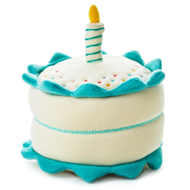 Birthday Cake Musical Plush With Light Hallmark Birthday Cake Musical Plush With Light -Hallmark Shop Blue and White Plush Birthday Cake With Candle 1BBY4860 02