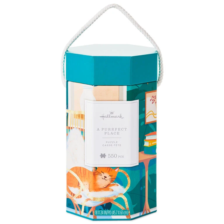 A Purrfect Place 550-Piece Jigsaw Puzzle Hallmark A Purrfect Place 550-Piece Jigsaw Puzzle -Hallmark Shop Cozy Cat and Paintings 550 Piece Jigsaw Puzzle 1PUZ1428 01