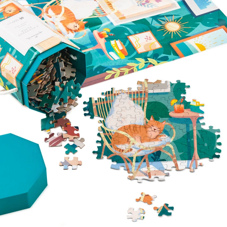 A Purrfect Place 550-Piece Jigsaw Puzzle Hallmark A Purrfect Place 550-Piece Jigsaw Puzzle -Hallmark Shop Cozy Cat and Paintings 550 Piece Jigsaw Puzzle 1PUZ1428 02