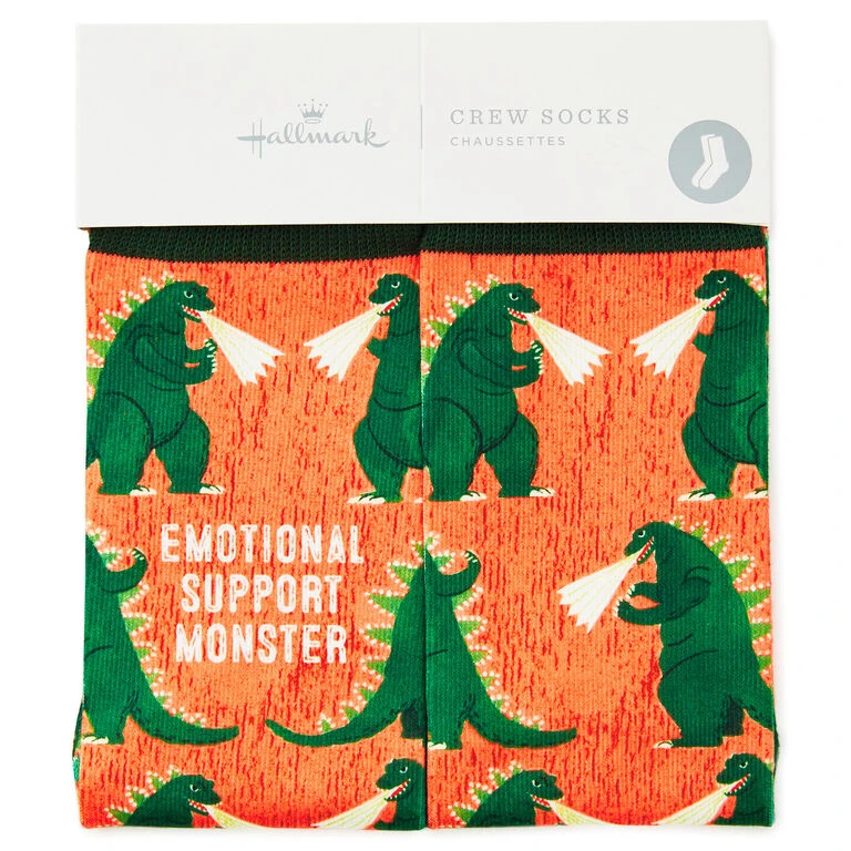 Emotional Support Monster Funny Crew Socks Hallmark Emotional Support Monster Funny Crew Socks -Hallmark Shop Emotional Support Monster Funny Novelty Crew Socks 1SOX2073 02