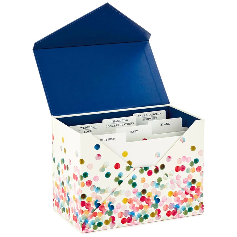 Assorted All-Occasion Cards in Polka Dot Organizer Box, Box of 24 Hallmark Assorted All-Occasion Cards In Polka Dot Organizer Box, Box Of 24 -Hallmark Shop Everyday Cards Organized Storage
