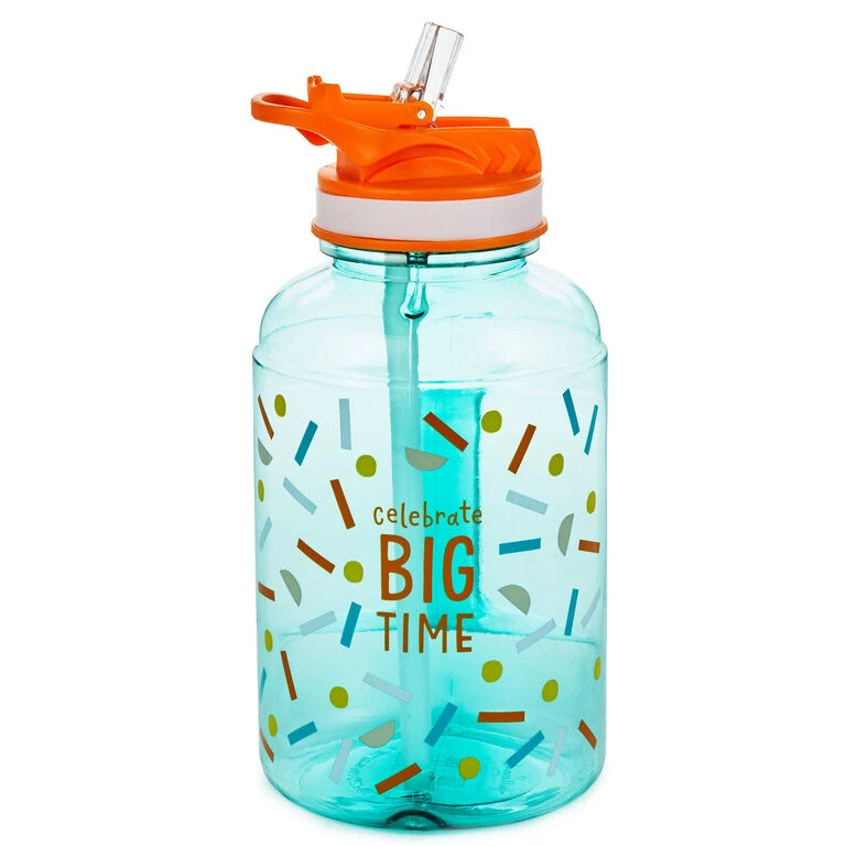 Celebrate Big Time Water Jug, 40 oz. Hallmark Celebrate Big Time Water Jug, 40 Oz. -Hallmark Shop Extra Large Blue Water Jug With Lid and Straw 1BID1097 02