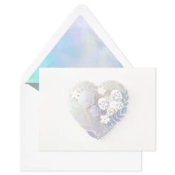 Hallmark Floral Laser Foil Heart Blank Note Cards, Box Of 8 -Hallmark Shop Floral Laser Foil Heart Blank Note Cards 1499THK2105 04