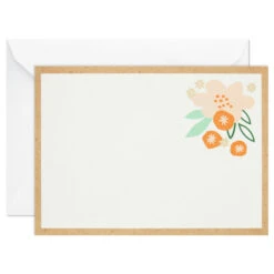 Hallmark Ivory Floral Flat Note Cards In Caddy, Box Of 40 -Hallmark Shop Floral SinglePanel Note Cards With Caddy 3CNT5048 04