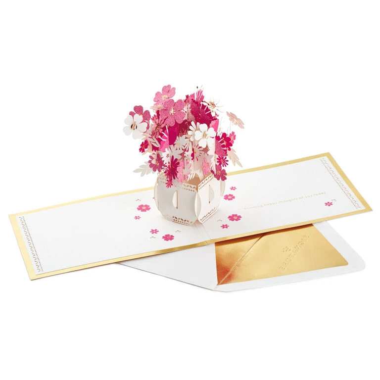 Happy Thoughts Flower Bouquet 3D Pop-Up Thinking of You Card Hallmark Happy Thoughts Flower Bouquet 3D Pop-Up Thinking Of You Card -Hallmark Shop Flower Bouquet 3D PopUp Thinking of You Card 1299LAD9644 04