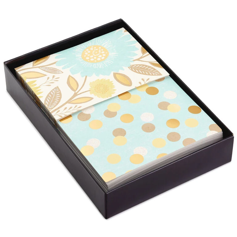 Flowers and Dots Assorted Blank Note Cards, Box of 50 Hallmark Flowers And Dots Assorted Blank Note Cards, Box Of 50 -Hallmark Shop Flowers and Dots Assorted Blank Note Cards 5WDN2069 01