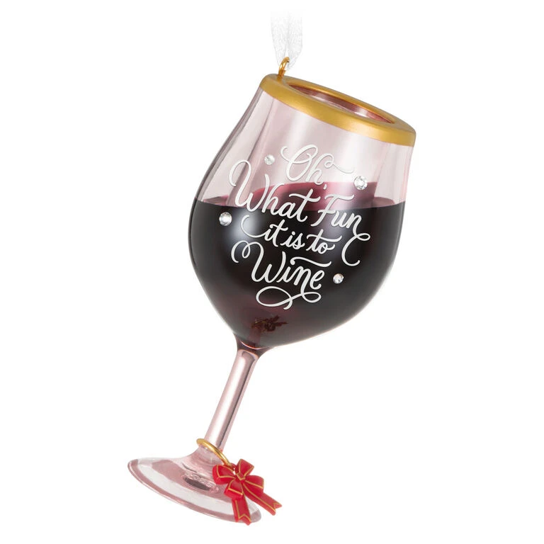 Oh, What Fun It Is to Wine Ornament Hallmark Oh, What Fun It Is To Wine Ornament -Hallmark Shop Glass of Red Wine Keepsake Ornament 1599QGO2919 01