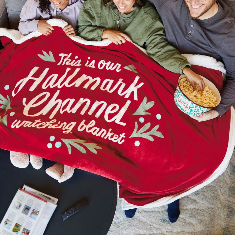 Hallmark Channel Red Oversized Blanket, 60x80 Hallmark Channel Red Oversized Blanket, 60x80 -Hallmark Shop Hallmark Channel FamilySized Blanket 1XKT3505 02