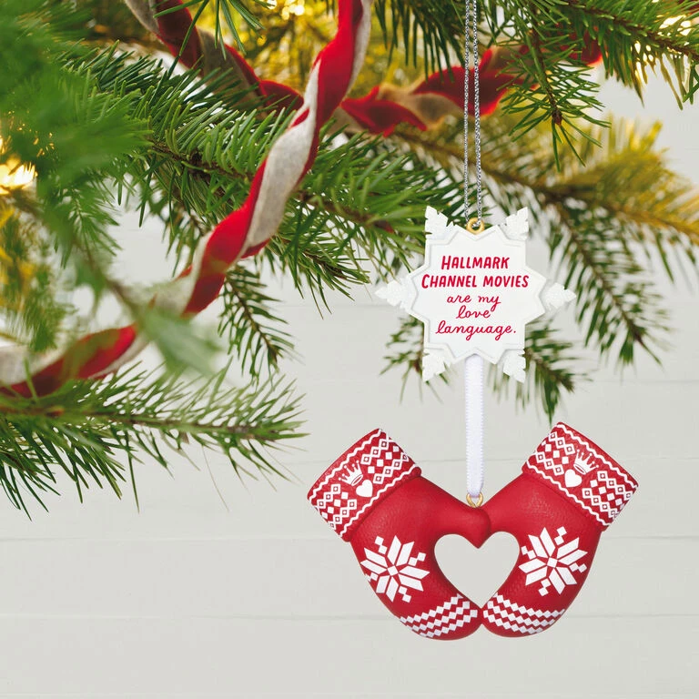 I Love Hallmark Channel! Ornament I Love Hallmark Channel! Ornament -Hallmark Shop Hallmark Channel Red Mittens Keepsake Ornament 1599QGO2949 02
