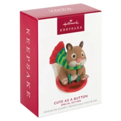 Hallmark Cute As A Button Special Edition Ornament 3 Hallmark Cute As A Button Special Edition Ornament -Hallmark Shop Hamster on Button Sled Keepsake Ornament 1599QXE3317 04