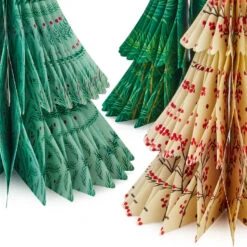 Hallmark Honeycomb Trees 3D Pop-Up Christmas Decorations, Set Of 3 -Hallmark Shop Honeycomb Trees 3D PopUp Christmas Decorations Set 1999XPJ8046 03