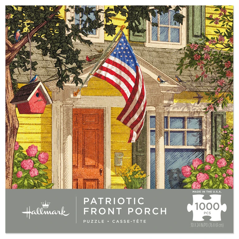 Patriotic Front Porch 1,000-Piece Puzzle Hallmark Patriotic Front Porch 1,000-Piece Puzzle -Hallmark Shop House With American Flag Painting 1000Piece Puzzle 1PUZ1033 01