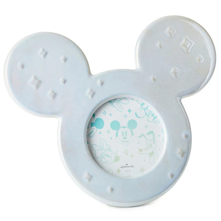Disney 100 Years of Wonder Mickey Ears Ceramic Picture Frame, 4x4 Hallmark Disney 100 Years Of Wonder Mickey Ears Ceramic Picture Frame, 4x4 -Hallmark Shop Iridescent Mickey Ears Ceramic Picture Frame 1DYG2086 01