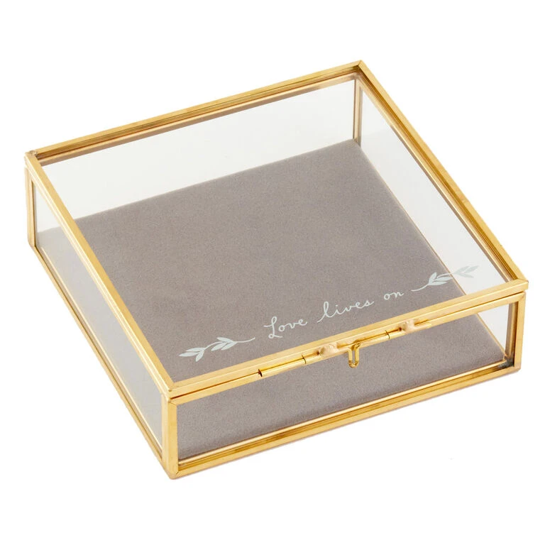 Love Lives On Glass Memory Box, 5x5 Hallmark Love Lives On Glass Memory Box, 5x5 -Hallmark Shop Love Lives On Glass Memory Box Bereavement Gift 1BMK1619 01