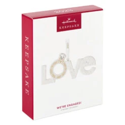 Hallmark We're Engaged! 2023 Porcelain Ornament -Hallmark Shop Love With Engagement Ring Keepsake Ornament 1999QHX3077 04