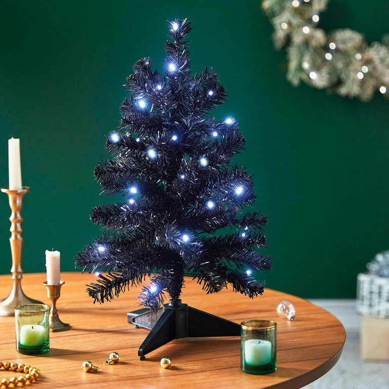 Miniature Black Pre-Lit Christmas Tree, 18.75" Hallmark Miniature Black Pre-Lit Christmas Tree, 18.75" -Hallmark Shop Miniature Black PreLit Christmas Tree 2499QSB6246 02