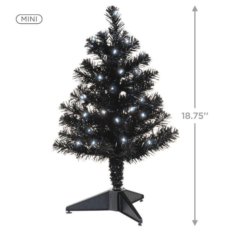 Miniature Black Pre-Lit Christmas Tree, 18.75" Hallmark Miniature Black Pre-Lit Christmas Tree, 18.75" -Hallmark Shop Miniature Black PreLit Christmas Tree 2499QSB6246 03