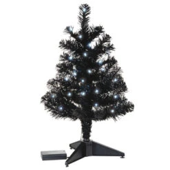 Hallmark Miniature Black Pre-Lit Christmas Tree, 18.75" 3 Hallmark Miniature Black Pre-Lit Christmas Tree, 18.75" -Hallmark Shop Miniature Black PreLit Christmas Tree 2499QSB6246 06
