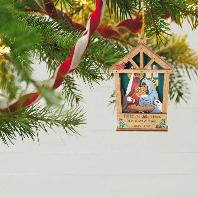 A Child is Born Nativity Papercraft Ornament Hallmark A Child Is Born Nativity Papercraft Ornament -Hallmark Shop Nativity Scene Wood and Paper Keepsake Ornament 1999QGO2759 02