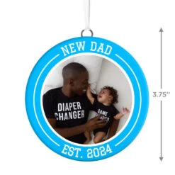 Hallmark New Dad Personalized Text And Photo Ceramic Ornament 2 Hallmark New Dad Personalized Text And Photo Ceramic Ornament -Hallmark Shop New Dad Personalized Round Ceramic Ornament 1999QHE1711B28 03