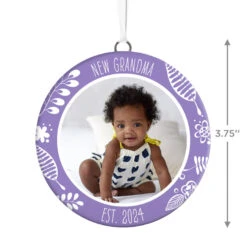 Hallmark New Grandma Personalized Text And Photo Ceramic Ornament -Hallmark Shop New Grandma Personalized Round Ceramic Ornament 1999QHE1711B29 03