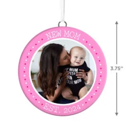 Hallmark New Mom Personalized Text And Photo Ceramic Ornament -Hallmark Shop New Mom Personalized Round Ceramic Ornament 1999QHE1711B27 03