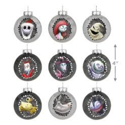 Hallmark Disney Tim Burton's The Nightmare Before Christmas Halloween Town Glass Ornaments, Set Of 9 -Hallmark Shop Nightmare Before Christmas Glass Ball Keepsake Ornaments 2999QSB6289 03