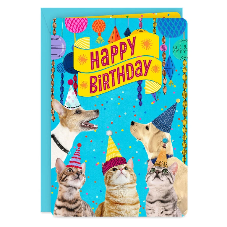16" Party Cats and Dogs Jumbo Birthday Card From All Hallmark 16" Party Cats And Dogs Jumbo Birthday Card From All -Hallmark Shop Party Cats Dogs Birthday Card From Us 1299CBG3004 01