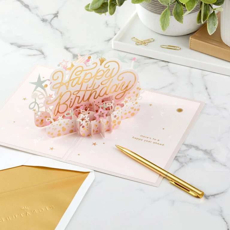 Here's to a Happy Year Ahead 3D Pop-Up Birthday Card Hallmark Here's To A Happy Year Ahead 3D Pop-Up Birthday Card -Hallmark Shop Party Decorations 3D PopUp Birthday Card 1299LAD2899 08