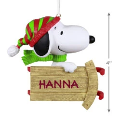 Hallmark Peanuts® Sledding With Snoopy Personalized Ornament -Hallmark Shop Peanuts Snoopy With Sled Personalized Keepsake Ornament 2499QHE2002B1 03