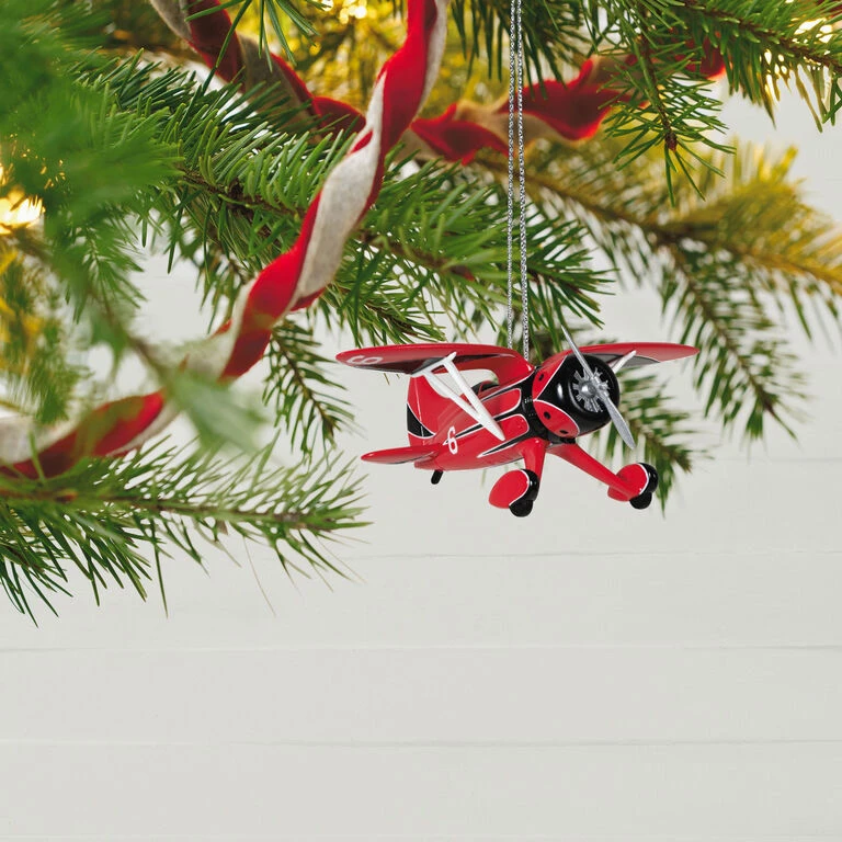 Sky's the Limit Bulldog Racer Ornament Hallmark Sky's The Limit Bulldog Racer Ornament -Hallmark Shop Red Black White Airplane Keepsake Ornament 1999QXR8169 02