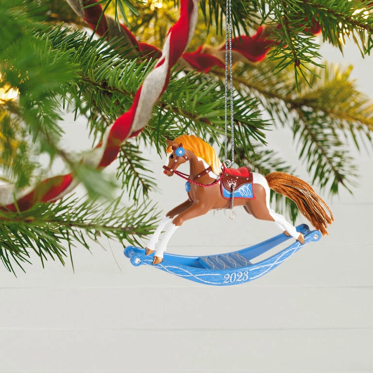 Rocking Horse Memories 2023 Ornament Hallmark Rocking Horse Memories 2023 Ornament -Hallmark Shop Rocking Horse Keepsake Ornament 1799QXR8089 02
