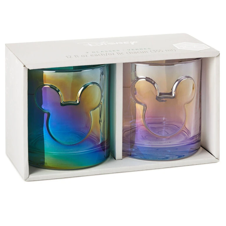 Disney 100 Years of Wonder Mickey Ears Glasses, Set of 2 Hallmark Disney 100 Years Of Wonder Mickey Ears Glasses, Set Of 2 -Hallmark Shop Set of 2 Iridescent Mickey Ears Glasses 1DYG2087 02