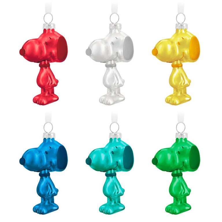 The Peanuts® Gang Snoopy Glass Ornaments, Set of 6 Hallmark The Peanuts® Gang Snoopy Glass Ornaments, Set Of 6 -Hallmark Shop Set of 6 Colored Glass Snoopy Keepsake Ornaments 2499QSB6329 01