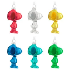 Hallmark The Peanuts® Gang Snoopy Glass Ornaments, Set Of 6 5 Hallmark The Peanuts® Gang Snoopy Glass Ornaments, Set Of 6 -Hallmark Shop Set of 6 Colored Glass Snoopy Keepsake Ornaments 2499QSB6329 06