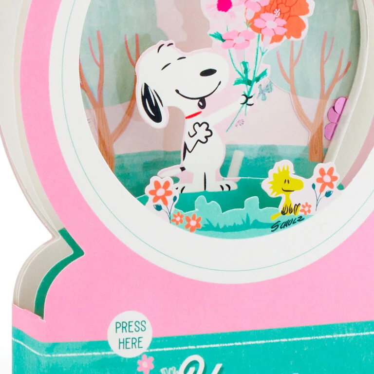 Peanuts® Snoopy Snow Globe 3D Pop-Up Mother's Day Card With Motion Hallmark Peanuts® Snoopy Snow Globe 3D Pop-Up Mother's Day Card With Motion -Hallmark Shop Snoopy 3D PopUp Mothers Day Card With Motion 1299MEJ8033 04