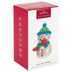 Hallmark Pull My Finger Snowman Ornament With Sound -Hallmark Shop Snowman With BlueGreen HatScarf Keepsake Ornament 2199QGO2829 04