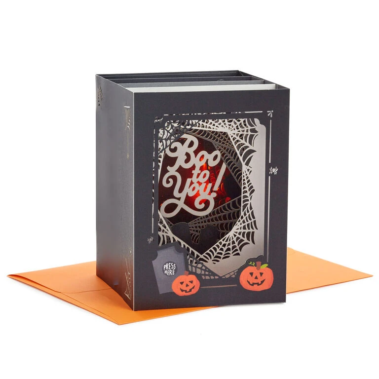Boo to You Musical 3D Pop-Up Halloween Card With Light Hallmark Boo To You Musical 3D Pop-Up Halloween Card With Light -Hallmark Shop Spooky Graveyard 3D PopUp Music Light Halloween Card 1099HJD5002 01